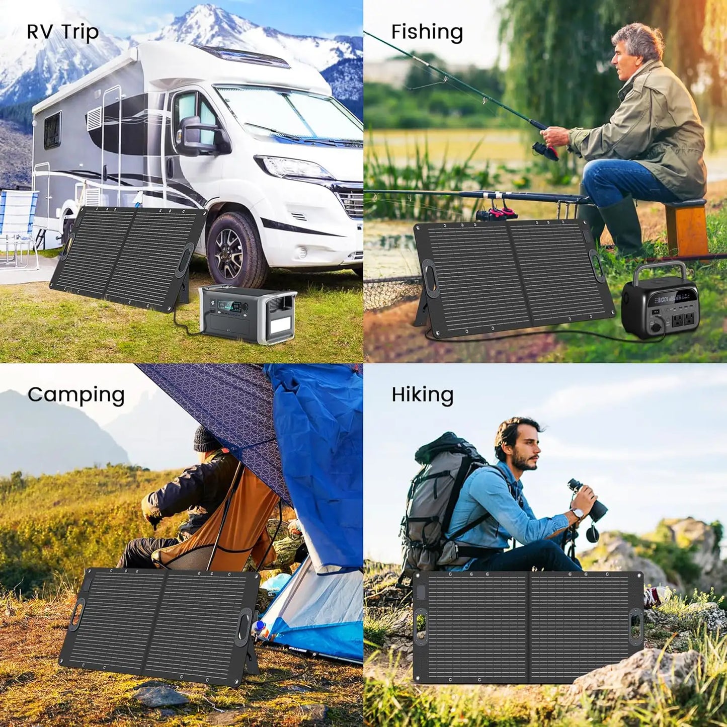 Th many uses case for the Ctolity 100W Foldable Solar Panel
