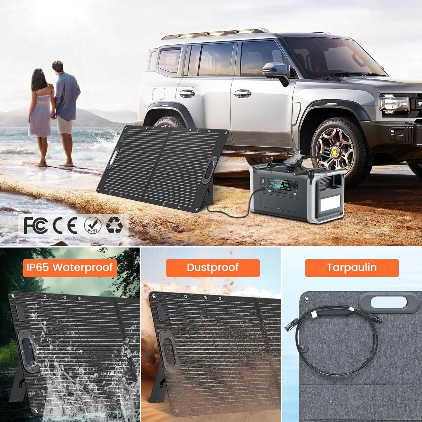 Some of the main highlights and features for the Ctolity 100W Foldable Solar Panel