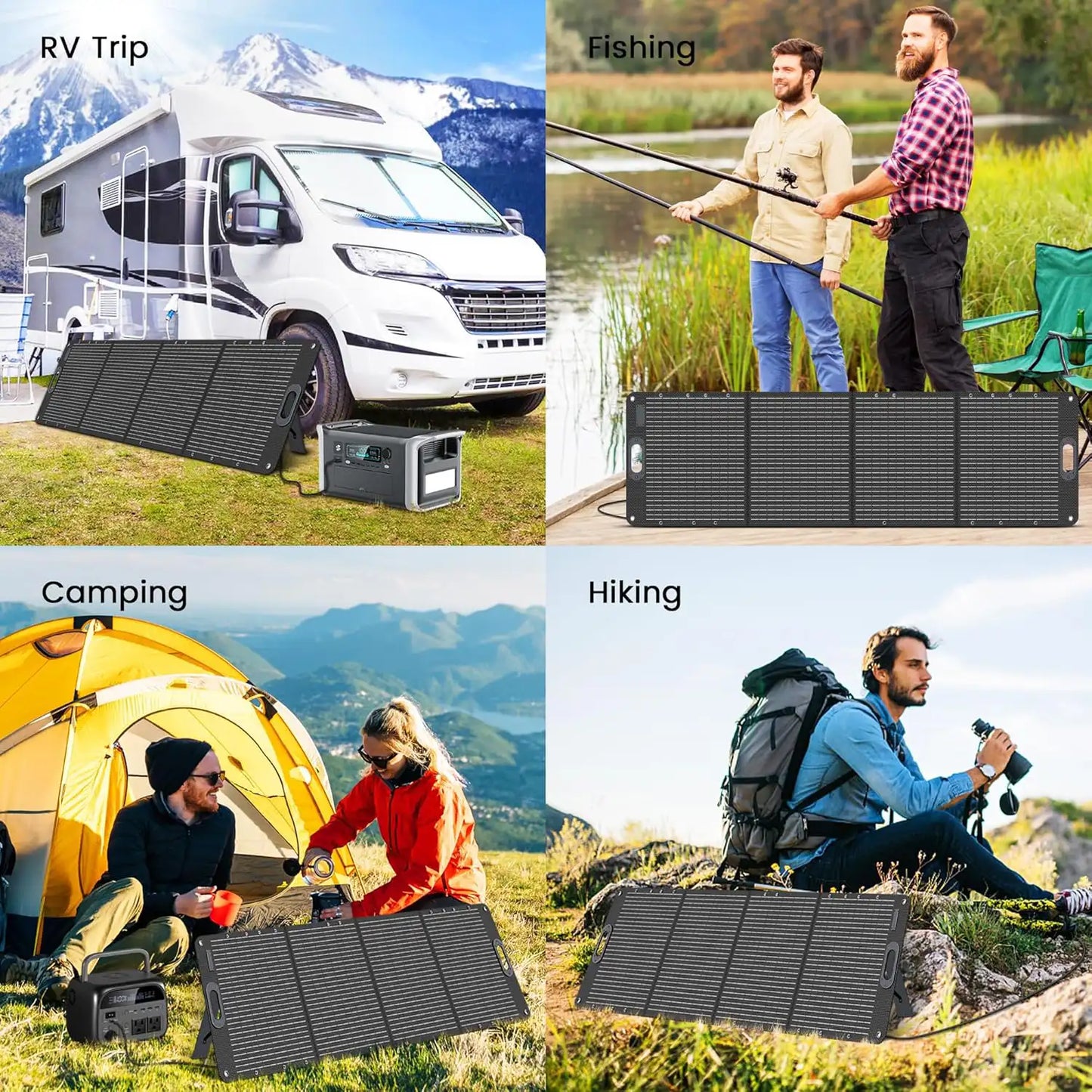 Using the Ctolity 200W Foldable Solar Panel while camping, RVing, fishing, or hiking