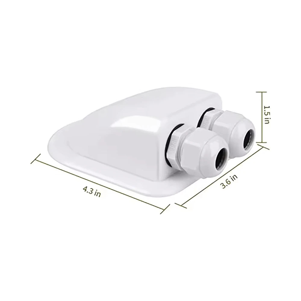 The dimensions of the Double Solar Cable Entry Gland Waterproof Housing
