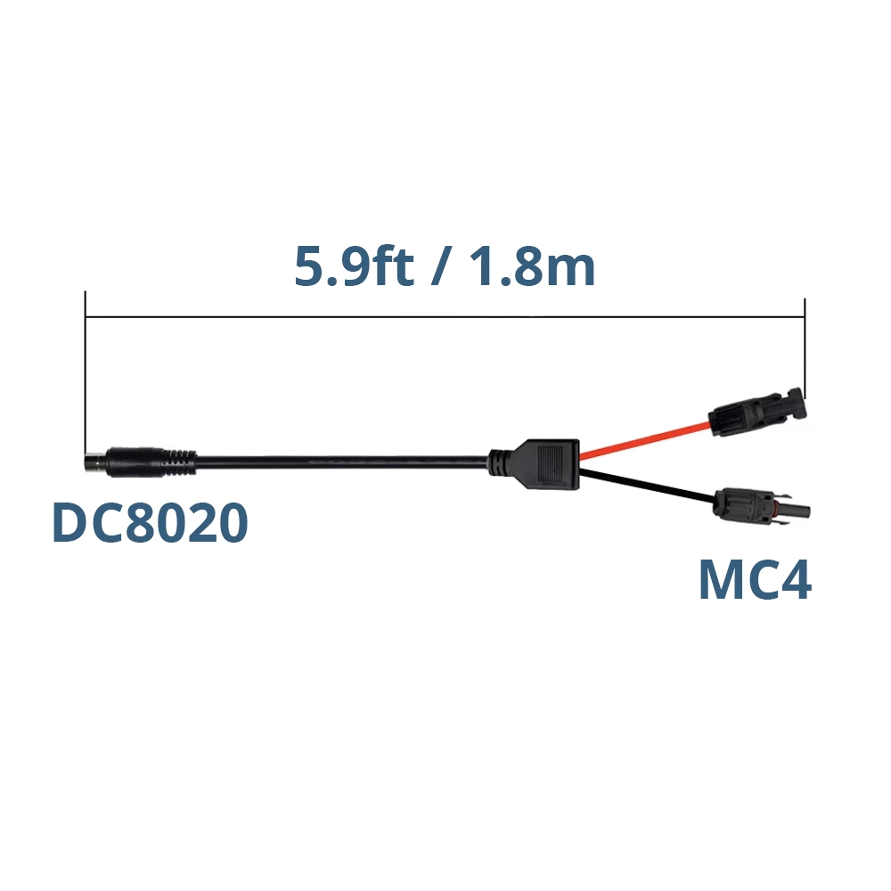 The measurements and dimensions of the MC4 to DC8020 Solar Adapter Cable
