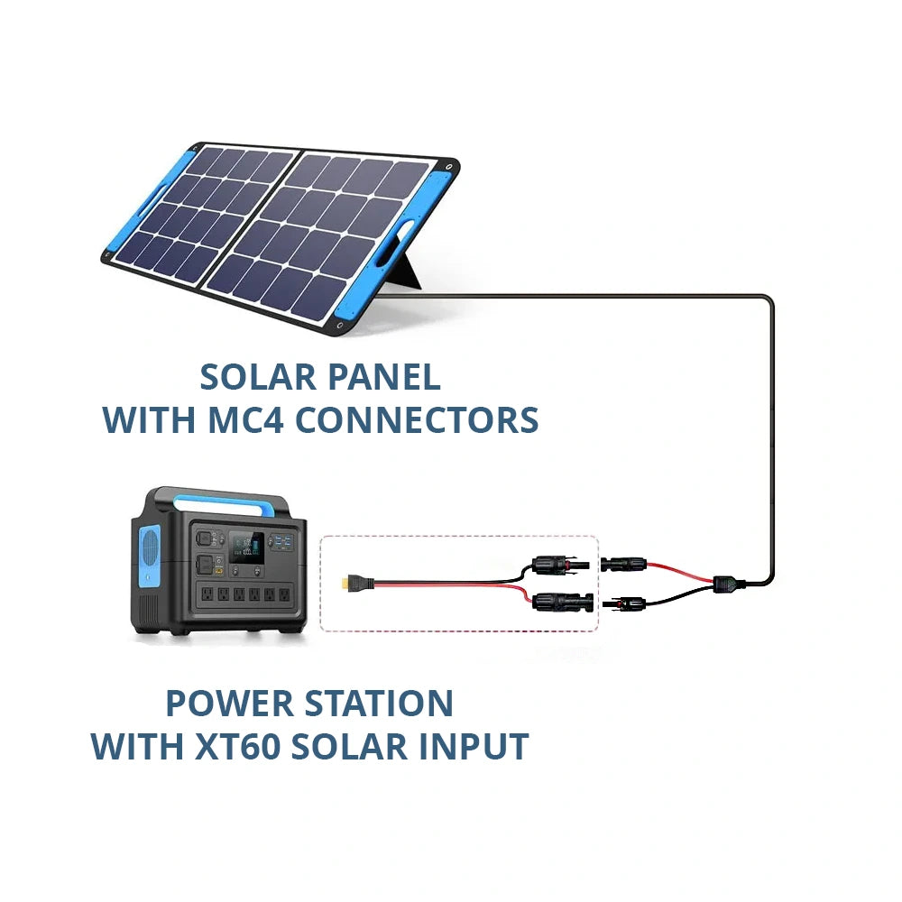 How to use the MC4 to XT60 solar charging cable