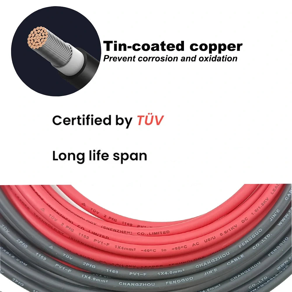 The tin-coated copper of the MC4 Solar Extension Cables