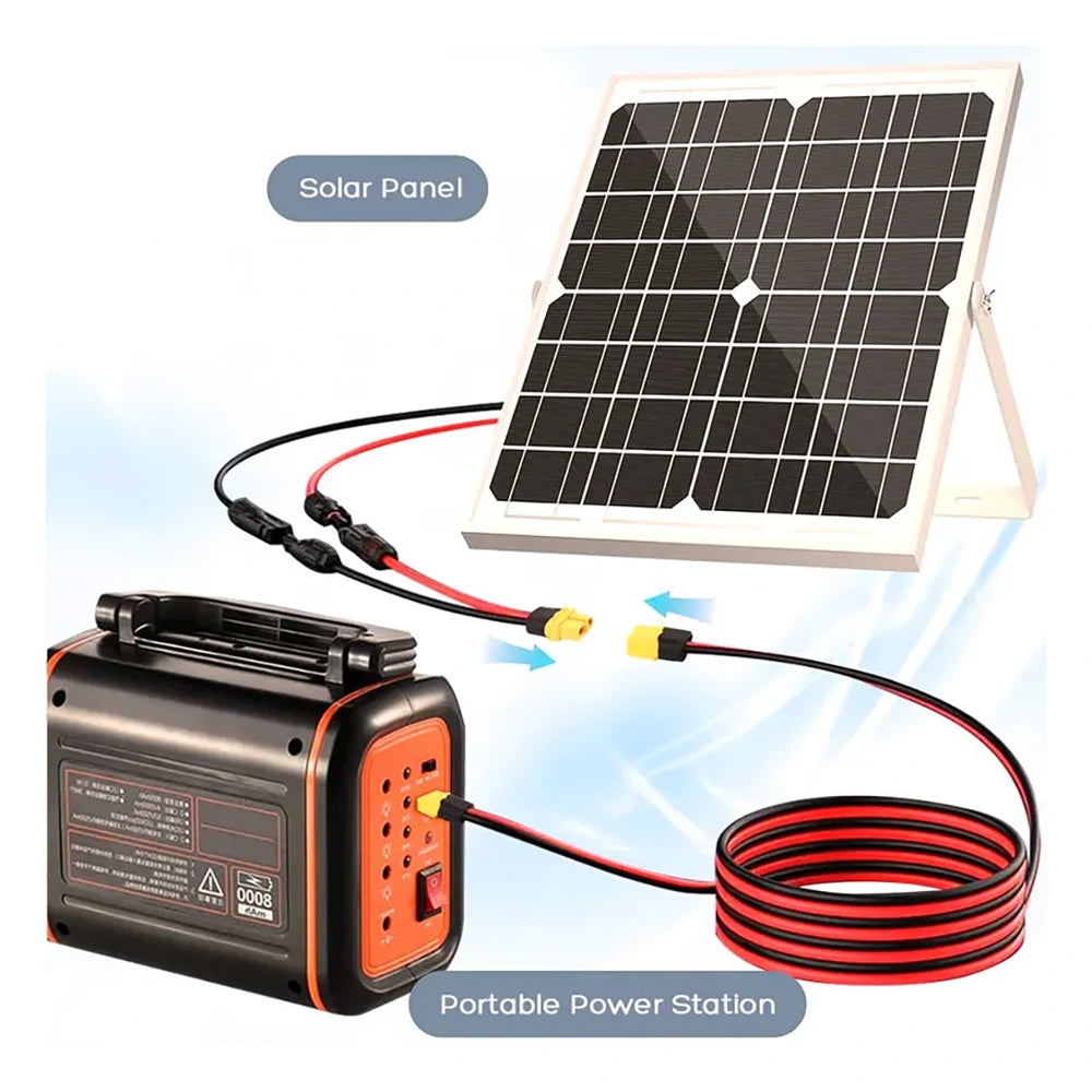 Using the XT60 Extension Cable is easy to connect your solar panels to a power station
