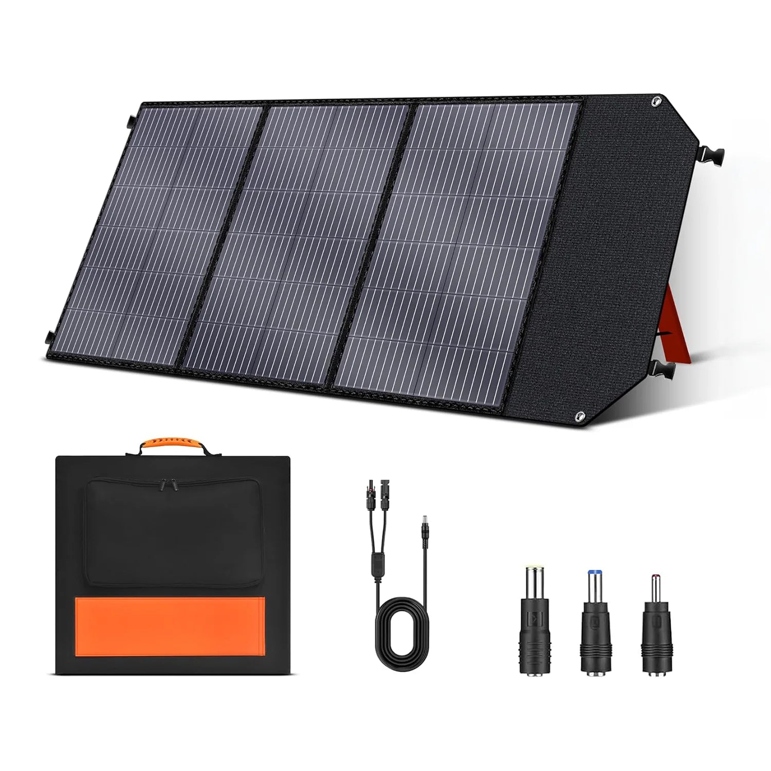 The package contents for the Ctolity 100W Portable Solar Panel