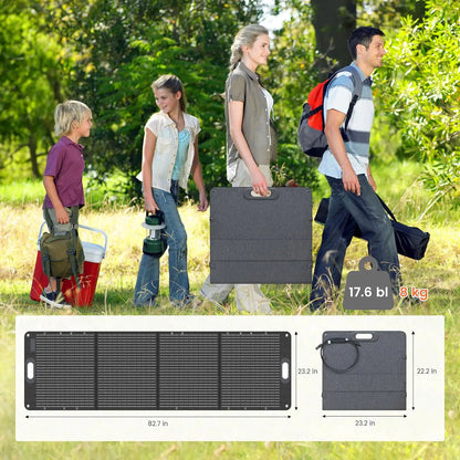 The size and dimensions of the Ctolity 200W Foldable Solar Panel