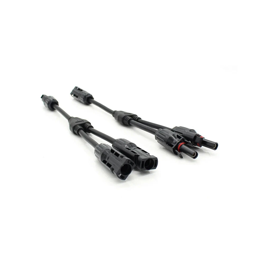 A close-up shot of the ends of the MC4 Solar Parallel Connectors 2 to 1