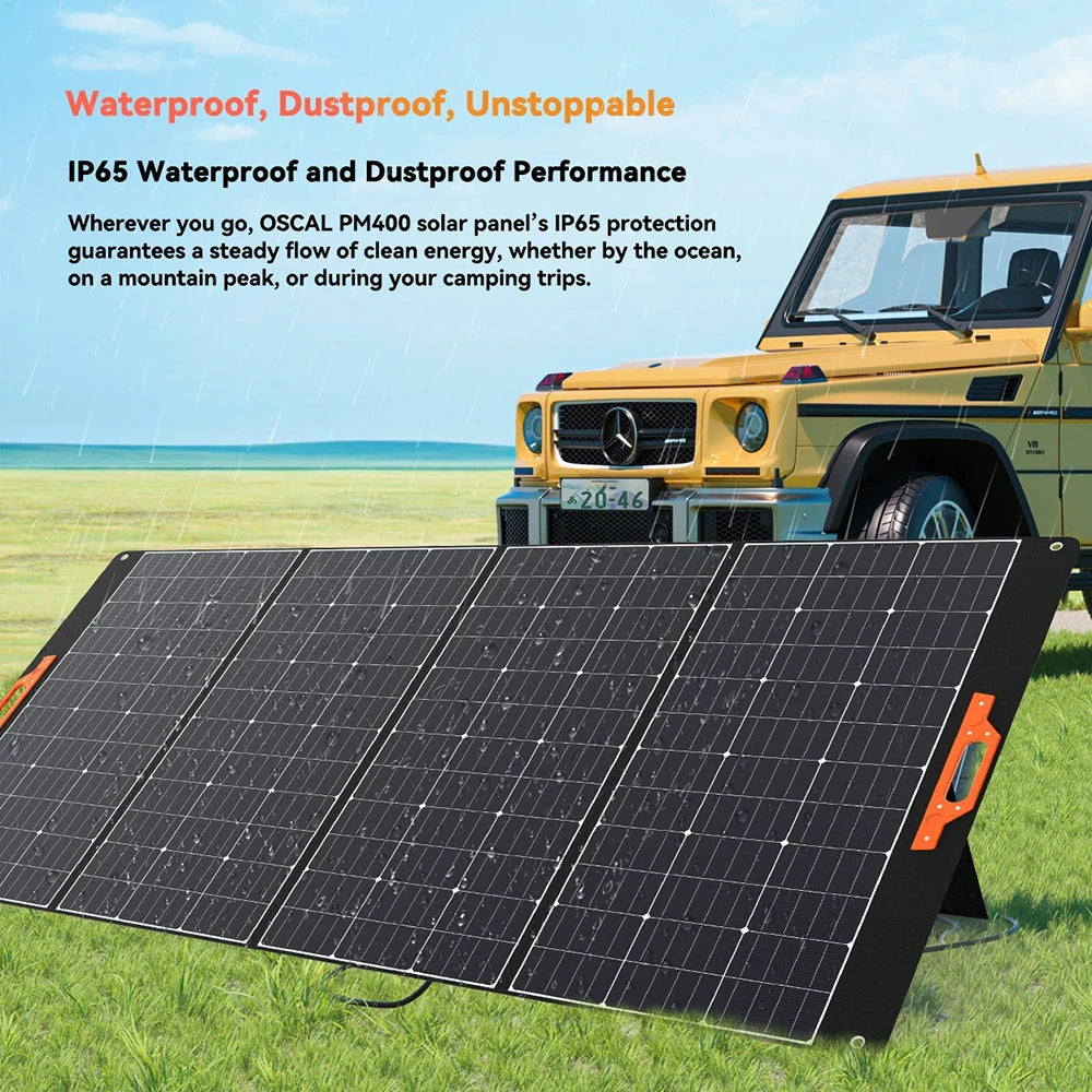 IP65 waterproof and dustproof ratings for the Oscal 400W Foldable Solar Panel