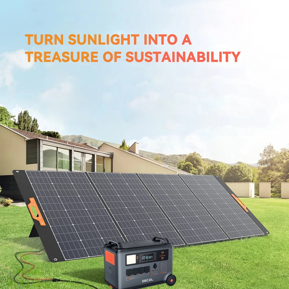 Using the Oscal 400W Foldable Solar Panel outside of a home for emergency backup