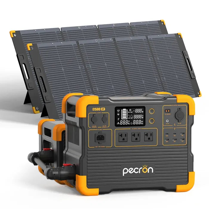 Portable power station with solar panels on a white background