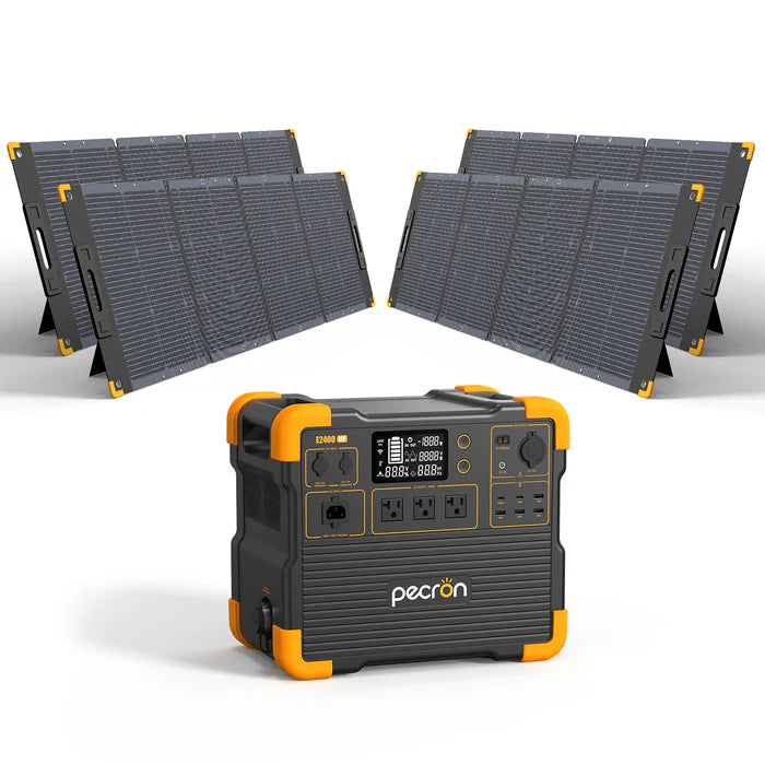 PECRON E2400 Power Station with multiple solar panels