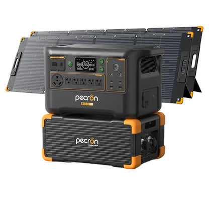 PECRON F3000LFP Power Station with two 300W solar panels and one EP3000 extra battery