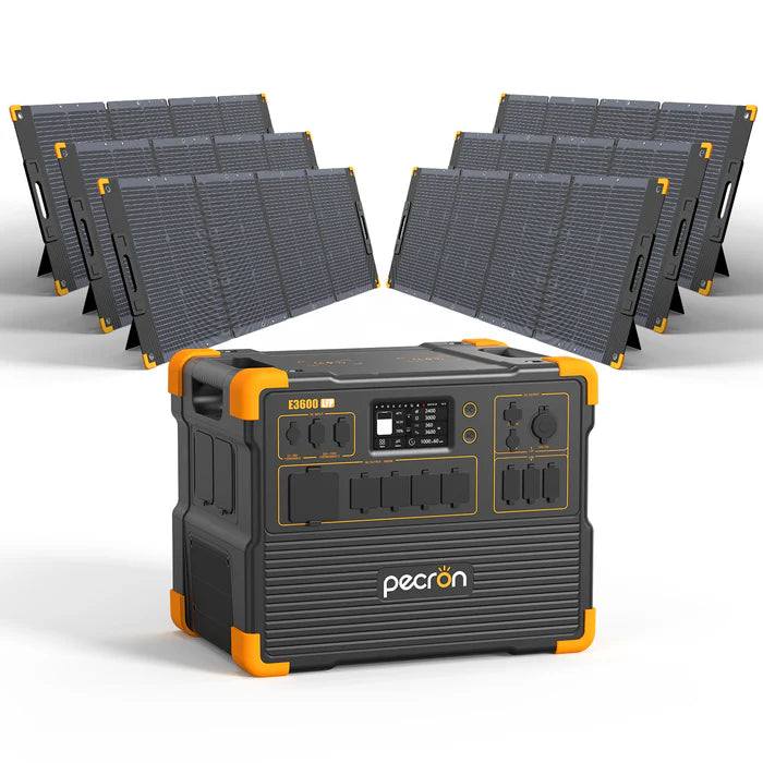 PECRON E3600LFP Power Station with multiple solar panels