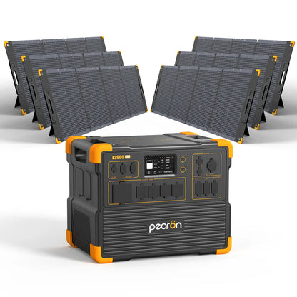 PECRON E3600LFP Power Station with multiple solar panels