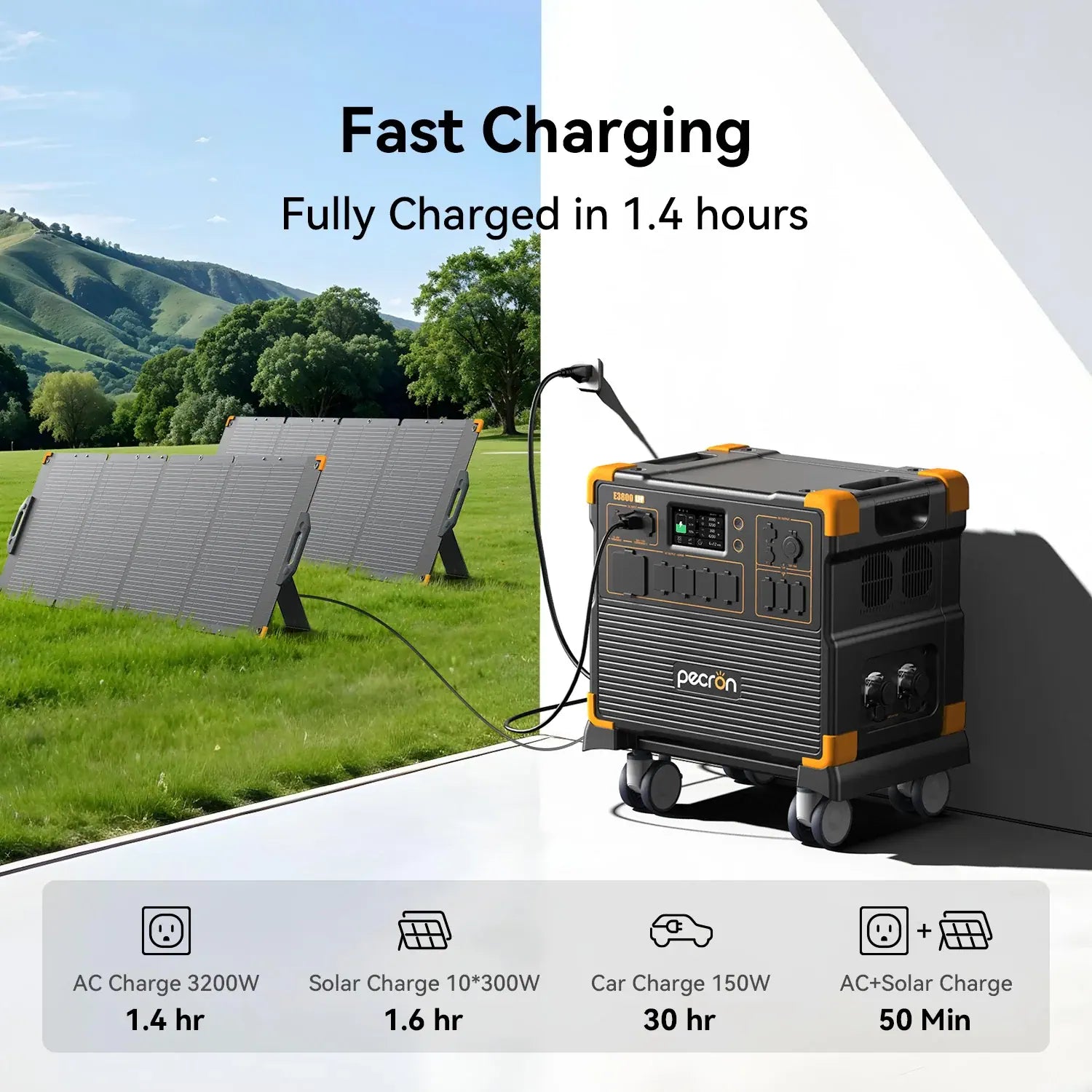 PECRON E3800LFP Power Station charging speeds