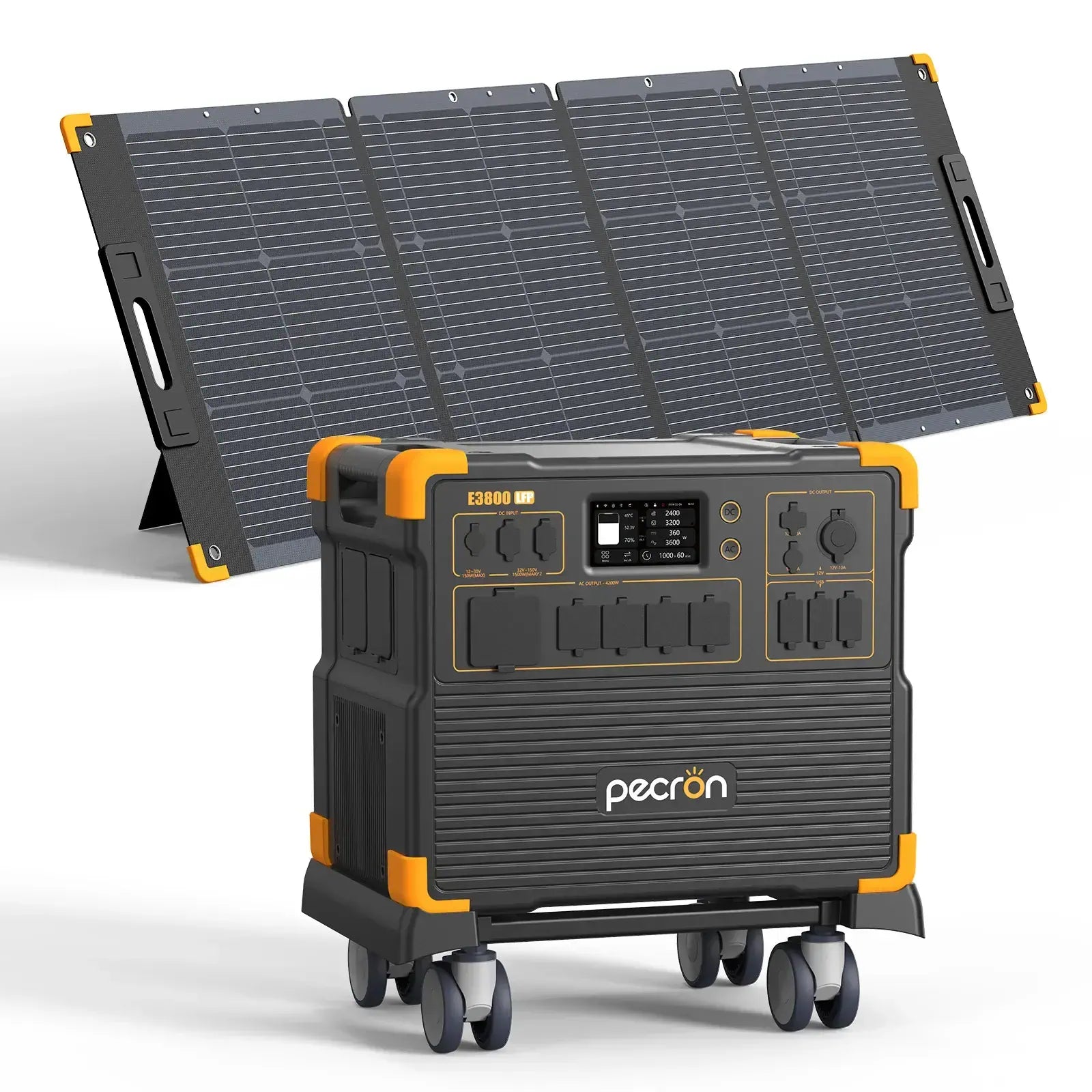 PECRON E3800LFP Power Station with cart and one solar panel