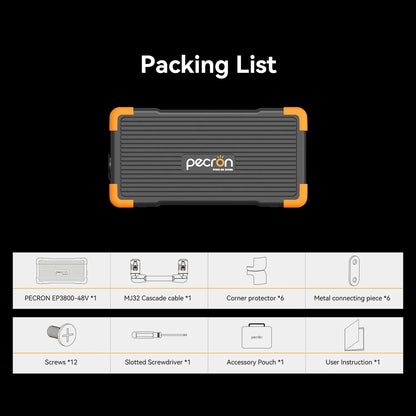 PECRON EP3800-48V Expansion Battery 3840Wh packing list