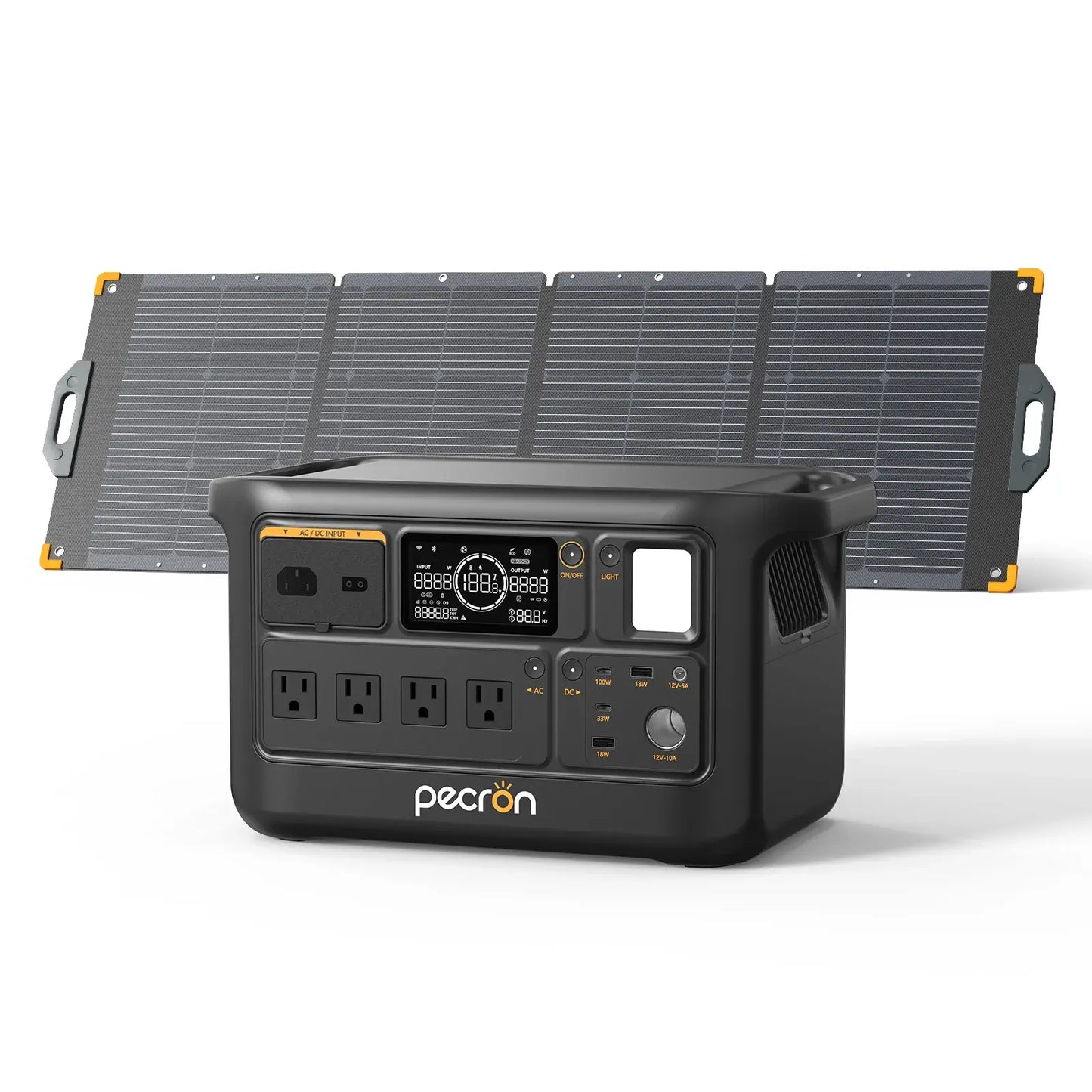 PECRON F1000LFP Portable Power Station with one solar panel