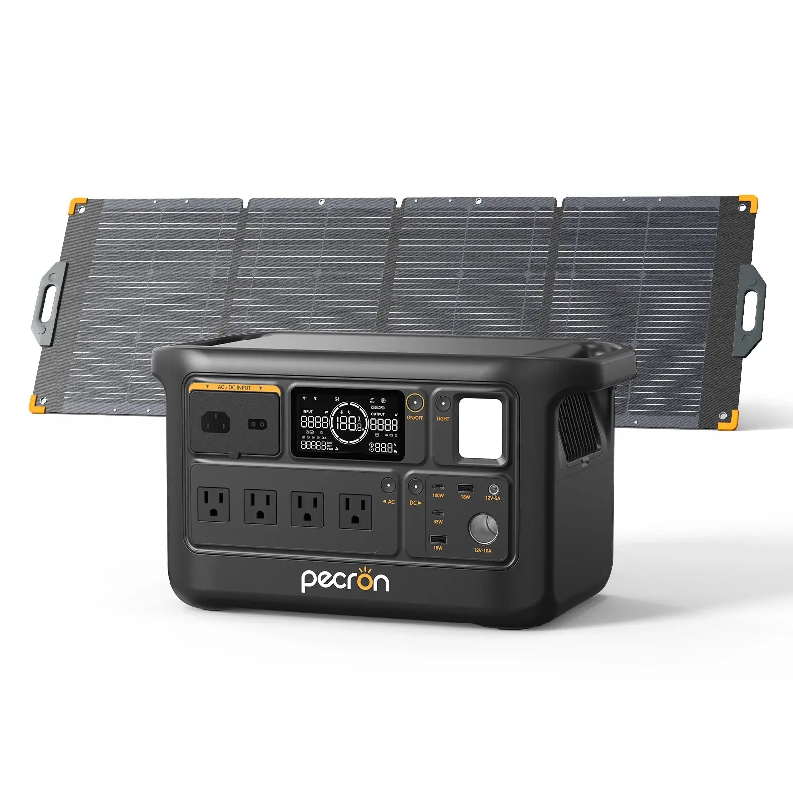 PECRON F1000LFP Portable Power Station with one solar panel