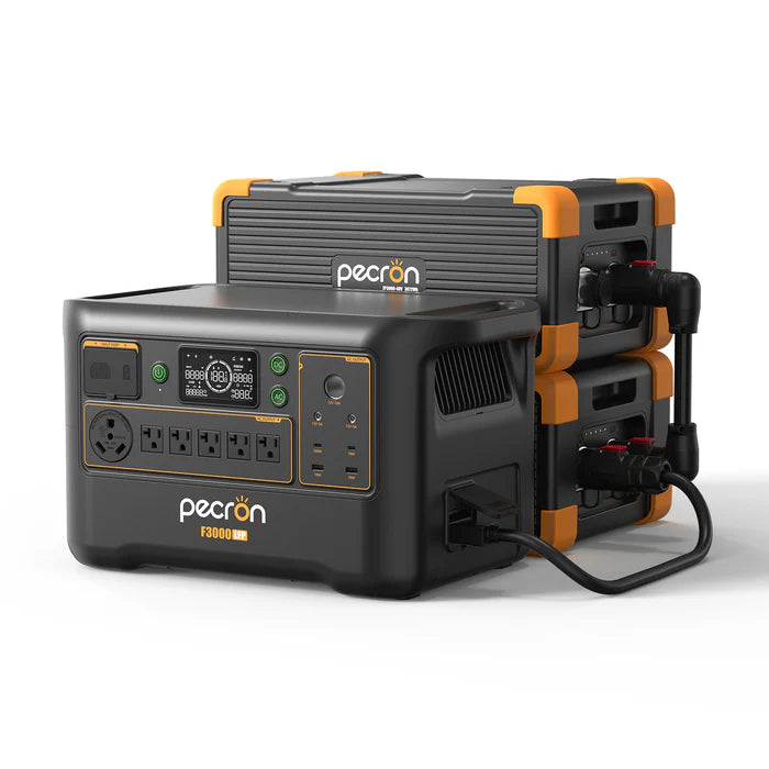PECRON F3000LSP Power Station with two external battery packs