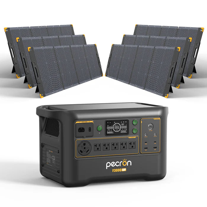 PECRON F3000LSP Power Station with multiple solar panels