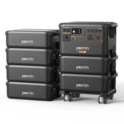 Six PECRON FP5000-48V Extra Batteries with one F5000LFP Power Station