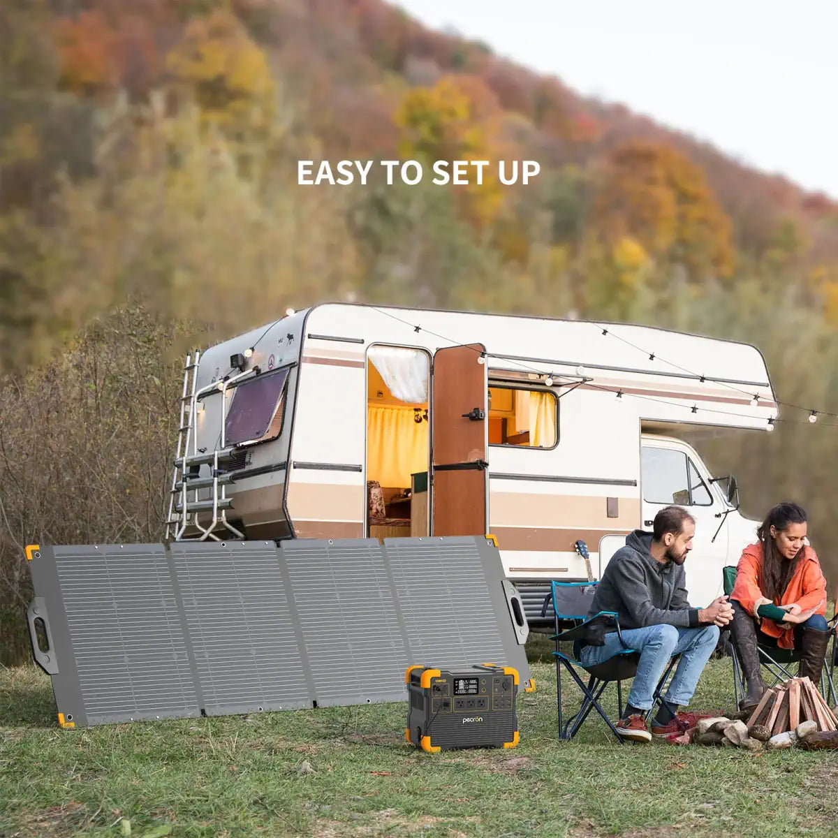 PECRON PV200 200W Portable Solar Panel setup outside