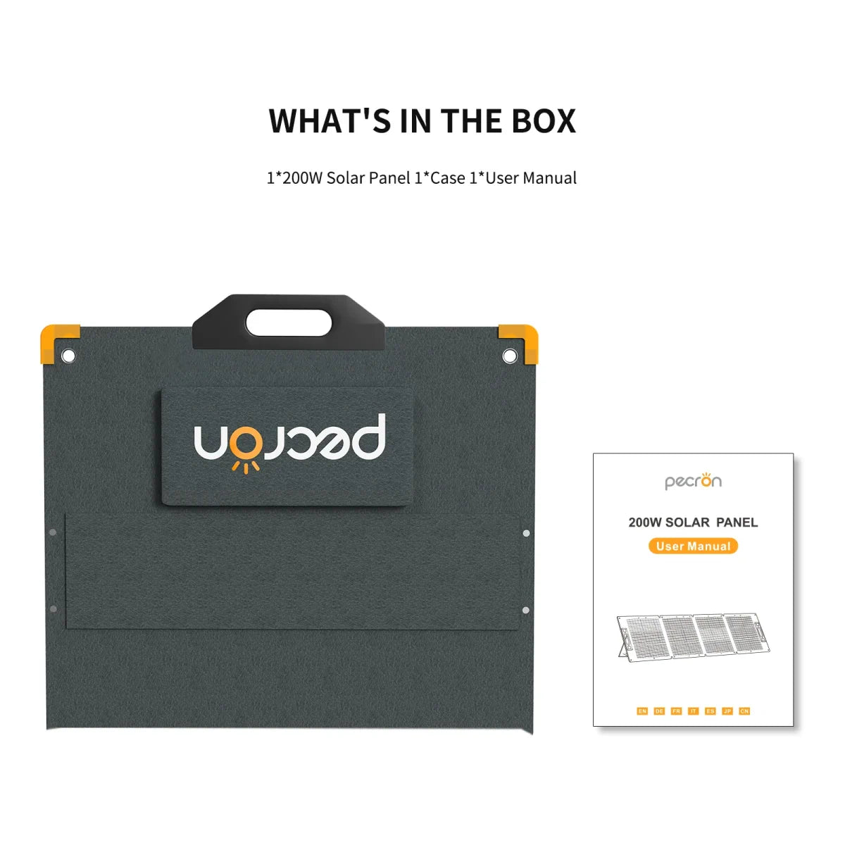 PECRON PV200 200W Portable Solar Panel what's in the box