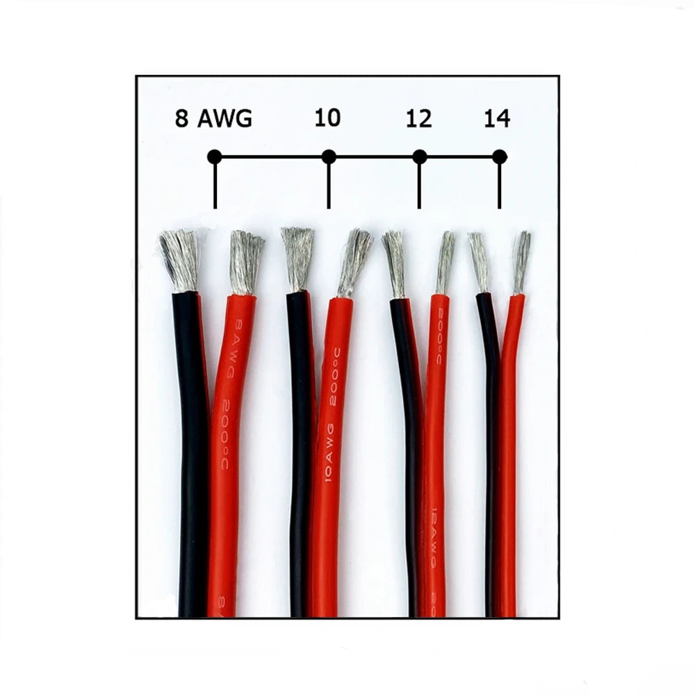 The four different gauge wires from 8AWG,10AWG, 12AWG, and 14AWG - the most common for solar panel installations